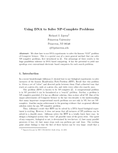 Using DNA to Solve NP-Complete Problems
