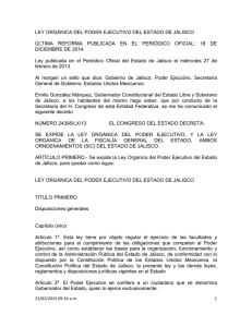 Ley Organica del Poder Ejecutivo del Estado Jalisco vigente a 2016
