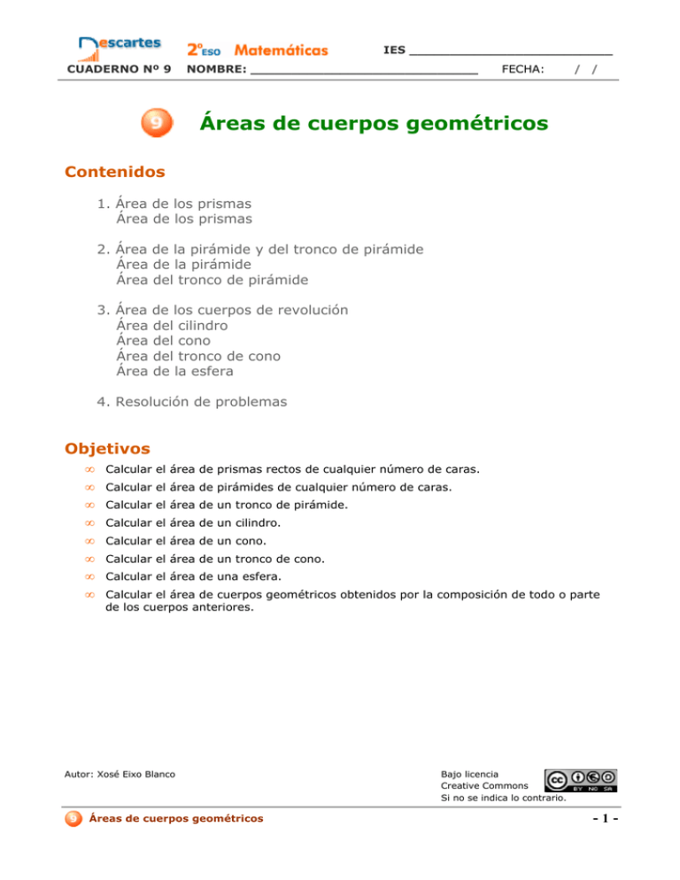 Áreas de cuerpos geométricos