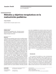 Métodos y objetivos terapéuticos en la malnutrición pediátrica