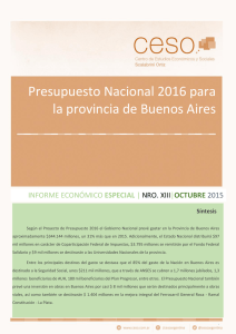 Presupuesto Nacional 2016 para la provincia de Buenos Aires