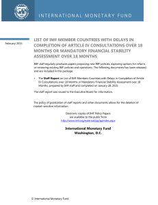 List of IMF Member Countries with Delays in Completion of Article IV