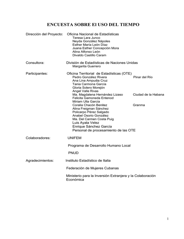 ENCUESTA SOBRE El USO DEL TIEMPO