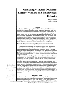 Gambling Windfall Decisions: Lottery Winners and Employment