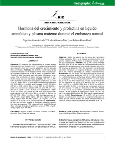 Hormona del crecimiento y prolactina en líquido amniótico y plasma