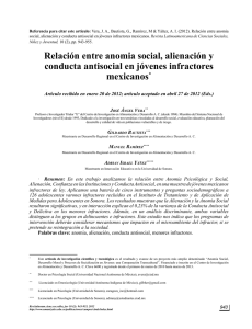 Relación entre anomia social, alienación y conducta antisocial en