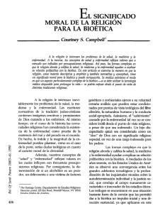 l2 L SIGNIFJCADO MORAL DE LA RELIGIÓN PARA LA BIOÉTICA