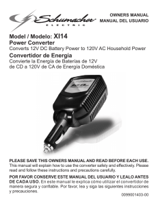 Model / Modelo: XI14 Power Converter Convertidor de Energía