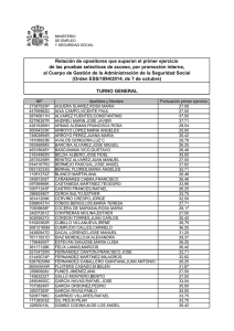 Relación de aprobados del primer ejercicio