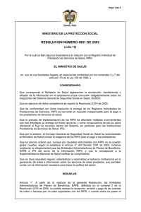 Resolución 0951 de 2002 - Ministerio de Salud y Protección Social