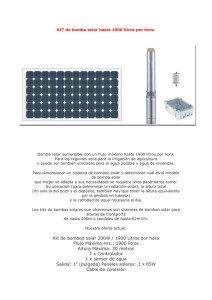 Kit de bombeo solar 200W / 1900 Litros por hora Flujo Máximo Hrs