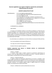 Decreto Legislativo que regula el régimen especial de contratación