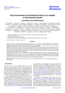 Dust environment and dynamical history of a sample of short