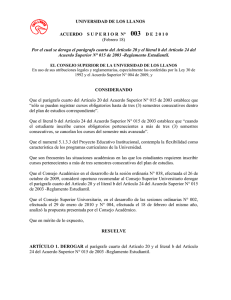 Acuerdo Superior No 003 - Universidad de los Llanos