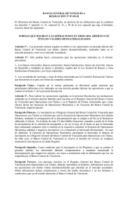 BANCO CENTRAL DE VENEZUELA RESOLUCIÓN N° 07-05
