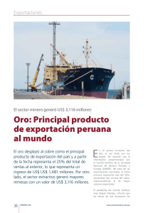 Oro: Principal producto de exportación peruana al mundo