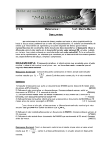 3° C S     Matemática I I     Prof.: Martha Bertoni Descuentos