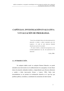 CAPÍTULO I. INVESTIGACIÓN EVALUATIVA Y EVALUACIÓN DE