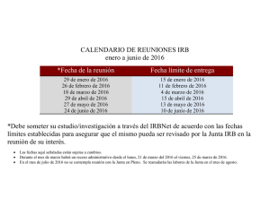 CALENDARIO DE REUNIONES IRB enero a junio de 2016 *Fecha