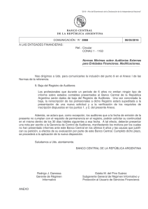 COMUNICACIÓN - del Banco Central de la República Argentina