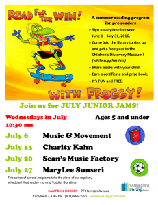 Join us for JULY JUNIOR JAMS! July 6 Music