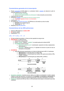 Características generales y mecanismo de la transcripción.