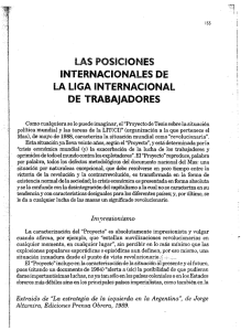 Jorge Altamira, Las posiciones de la Liga Internacional de los