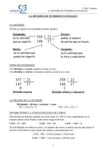 División exacta División entera o inexacta