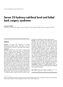 Serum 25-hydroxy-calciferol level and failed back surgery syndrome