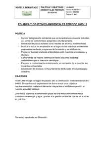 POLITICA Y OBJETIVOS AMBIENTALES PERIODO 2015/16