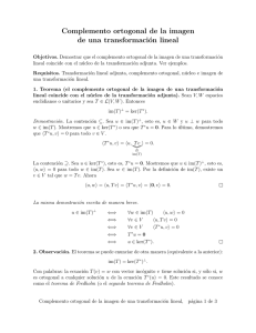 Complemento ortogonal de la imagen de una transformación lineal