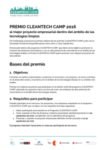 PREMIO CLEANTECH CAMP 2016 Bases del premio