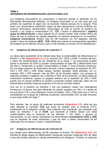 TEMA 5 ANTÍGENOS DE DIFERENCIACIÓN LEUCOCITARIA (CD