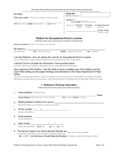 Petición para una Licencia de Conducir Ocupacional