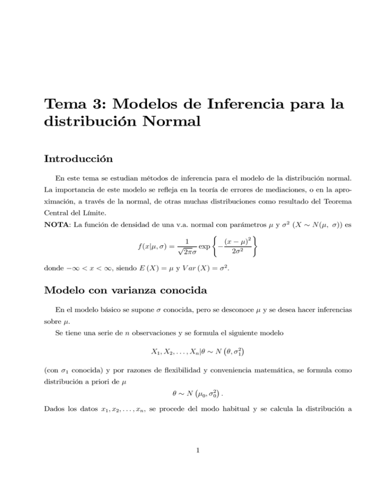 Tema 3 Modelos de Inferencia para la distribución Normal