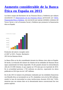 Aumento considerable de la Banca Ética en España en 2015