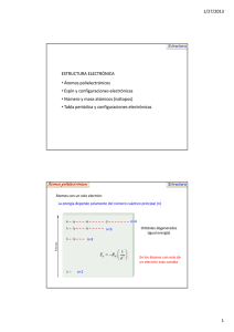 1/27/2013 1 ESTRUCTURA ELECTRÓNICA • Átomos