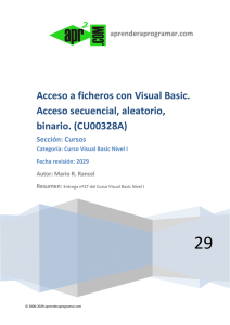 Acceso a ficheros con Visual Basic. Acceso secuencial, aleatorio