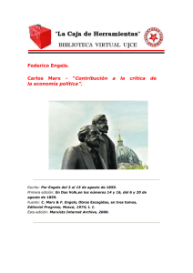 Federico Engels. Carlos Marx - “ Contribución a la crítica de la