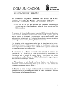 El Gobierno suspende mañana las clases en Gran Canaria