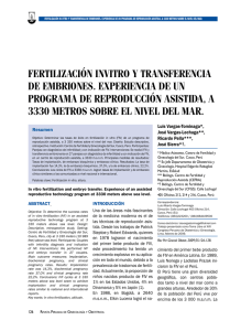 Fertilización invitro y transFerencia de embriones. experiencia de un
