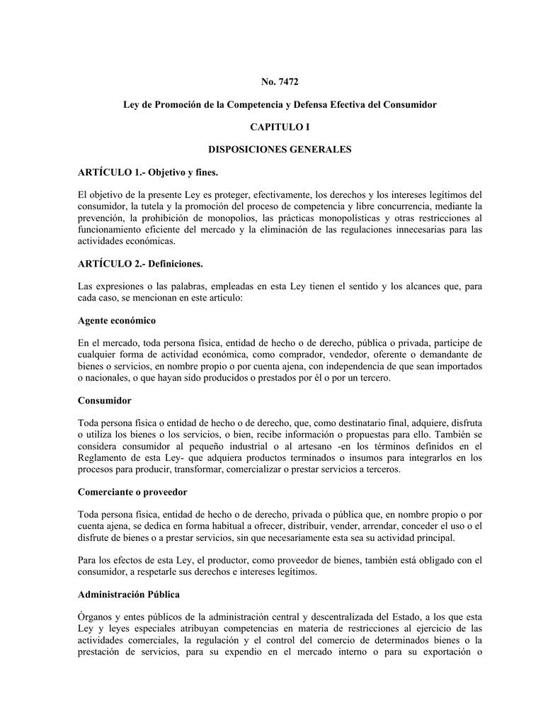 No Ley De Promoci N De La Competencia Y Defensa Efectiva