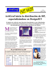 ArtiGraf inicia la distribución de HP, especializándose en DesignJET