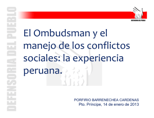 El Ombudsman y el manejo de los conflictos sociales: la experiencia