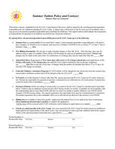 Summer Tuition Policy and Contract