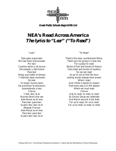 NEA`s Read Across America The lyrics to “Leer” (“To Read”)