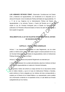 Reglamento de la ley de Voluntad anticipada para Aguascalientes.