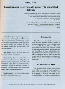 Pedro J. Solís: La naturaleza y ejercicio del poder y la autoridad
