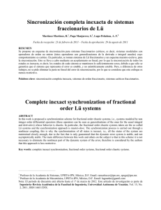 Sincronización completa inexacta de sistemas fraccionarios de Lü