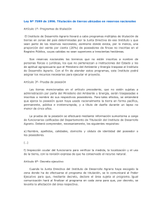 Ley Nº 7599 de 1996. Titulación de tierras ubicadas en reservas